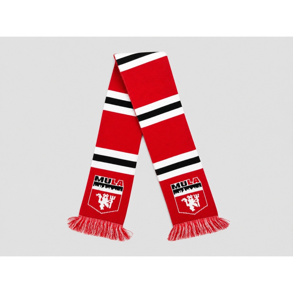 Ruffneck Scarves MULA Soccer Scarf Red Black White Striped‎ Knit Fringe Turkey